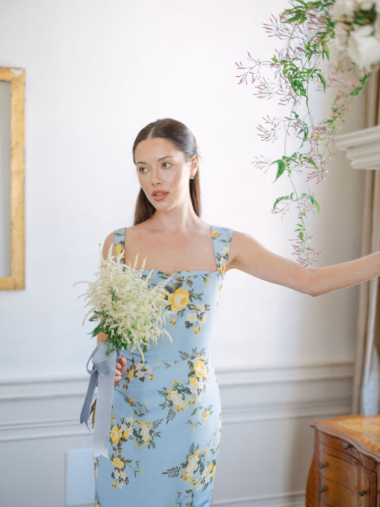 OTM Exclusive: Dress in Blue & Yellow Floral