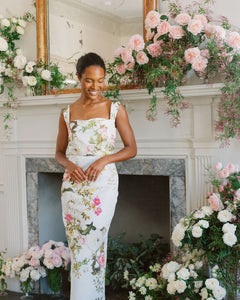 OTM Exclusive: Bridal Midi Dress in White Floral