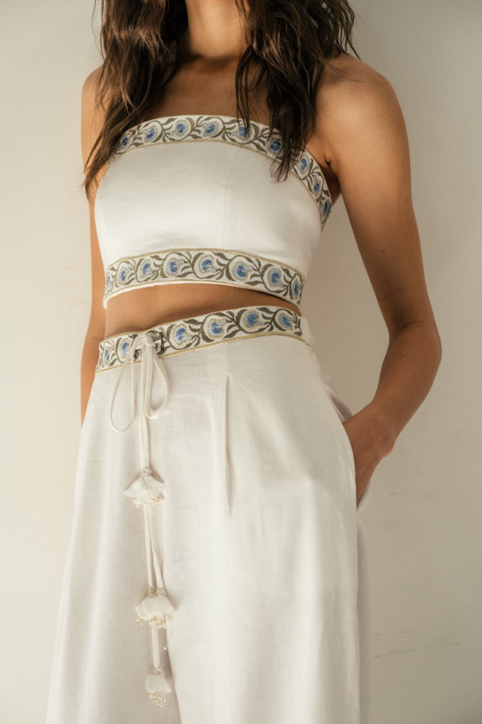 OTM Exclusive: Carnation Pants in White & Blue