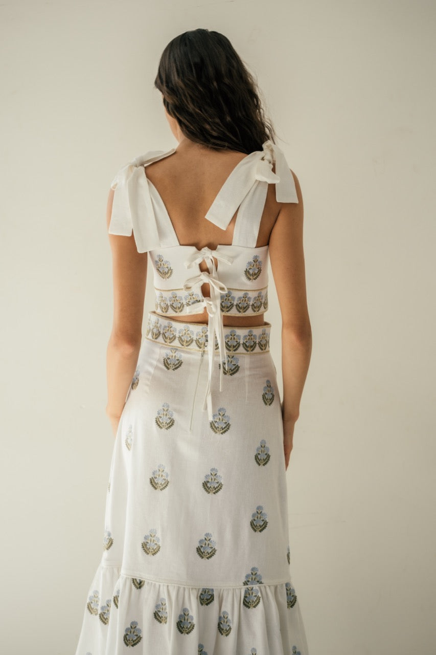 OTM Exclusive: Begum Set in Off-White & Blue