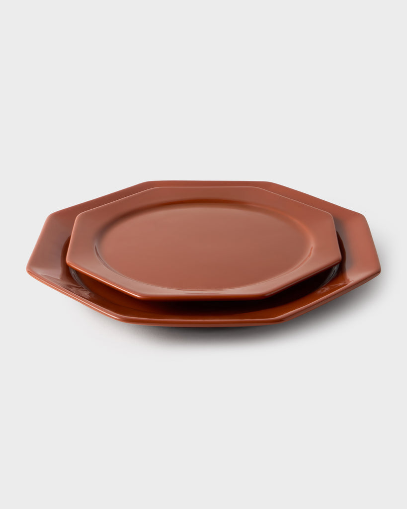 Octagonal Dinner Plate in Burgundy