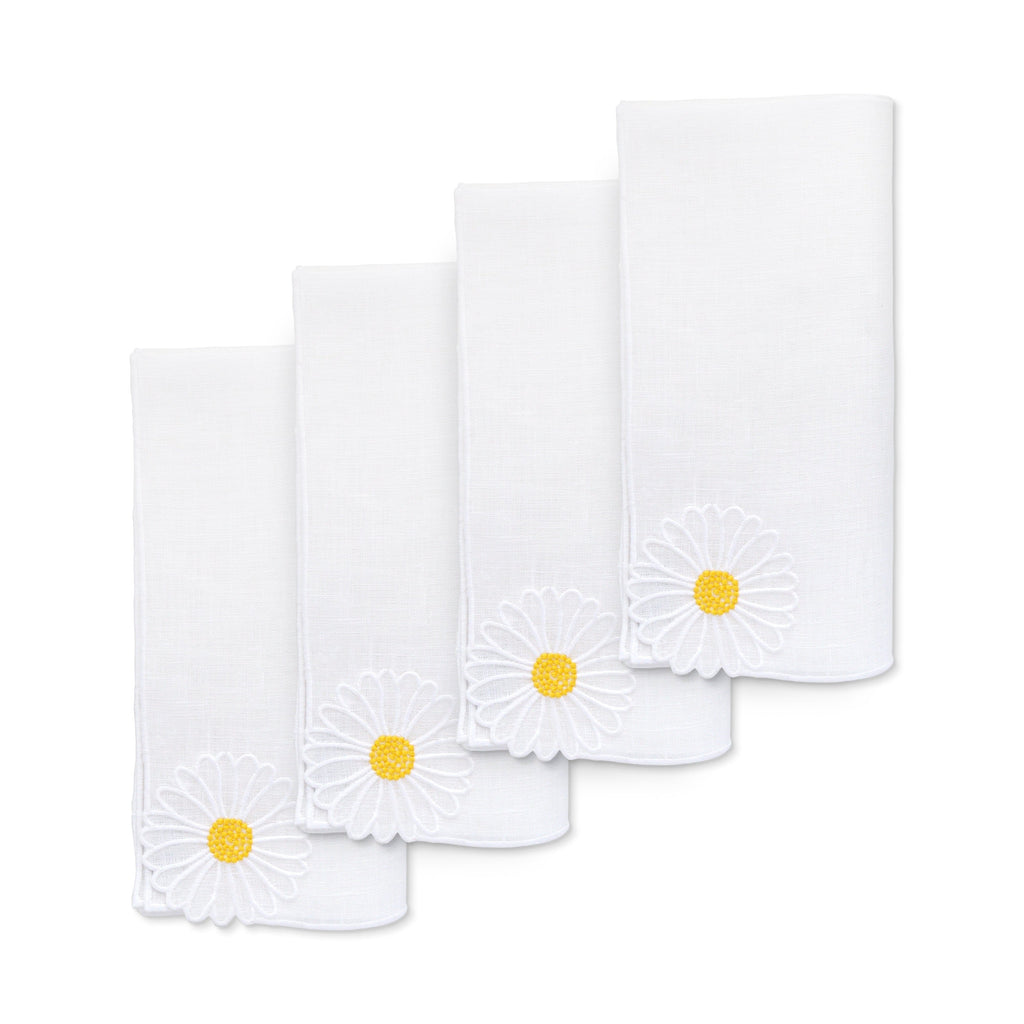 Daisy Linen Dinner Napkins (4) Daisy Themed Elegant Table Decor Accessories Chefanie