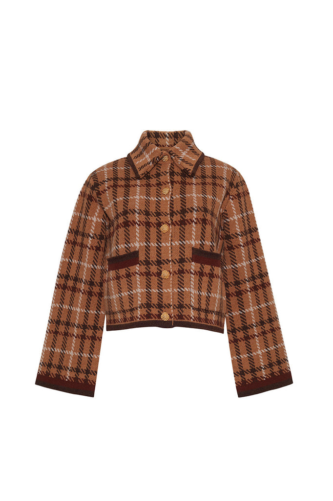 Delilah Cardigan in Camel Check