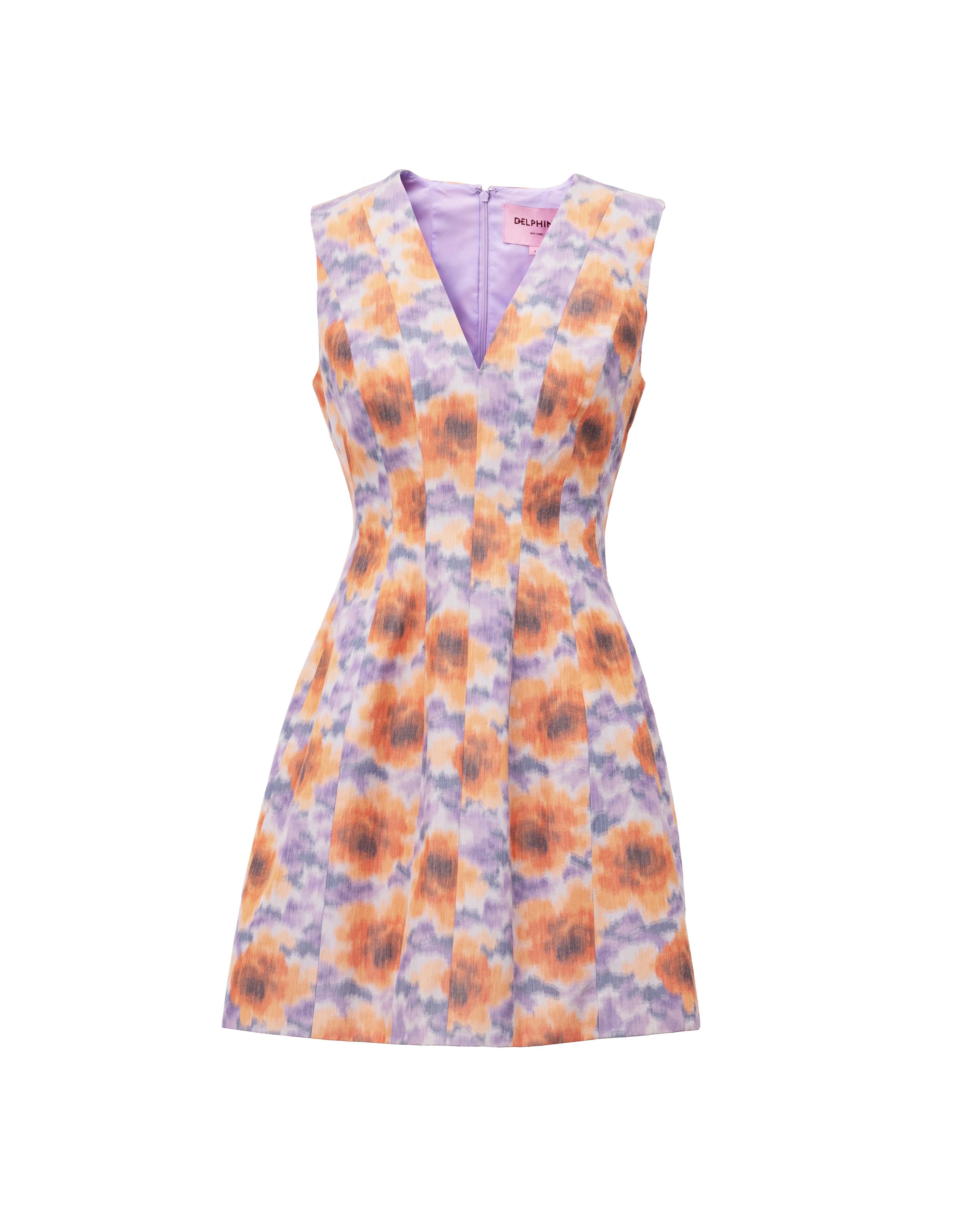 Laura Dress in Orchid & Apricot