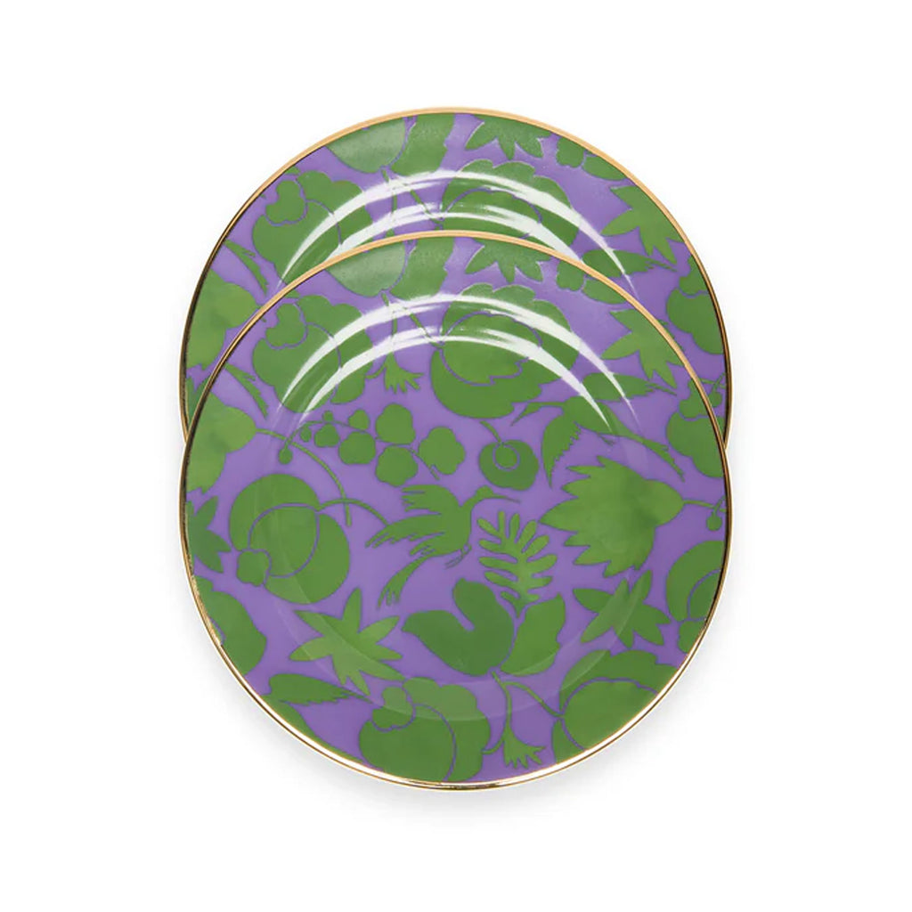 Dessert Plates in Wildbird Lilla/Verde, Set of 2