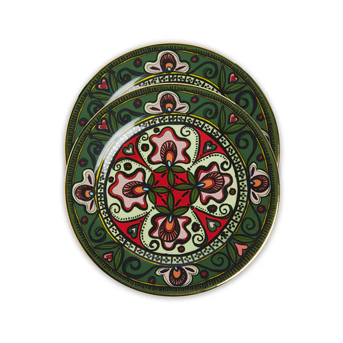 Dessert Plates in Abundance Dark Green, Set of 2
