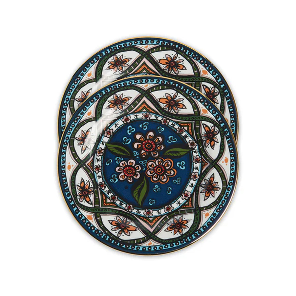 Dessert Plates in Sacred Circle Midnight, Set of 2
