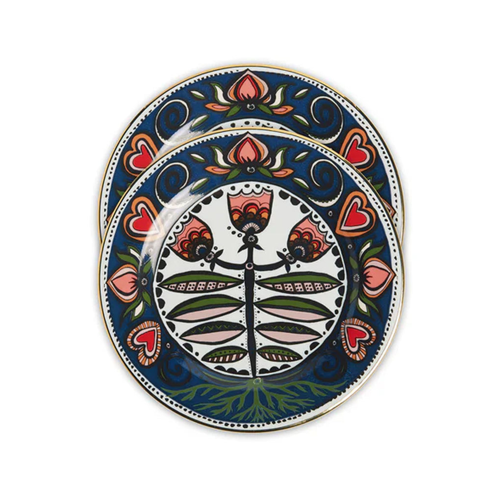 Dessert Plates in Seed Of Life Midnight, Set of 2