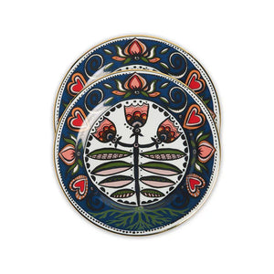 Dessert Plates in Seed Of Life Midnight, Set of 2