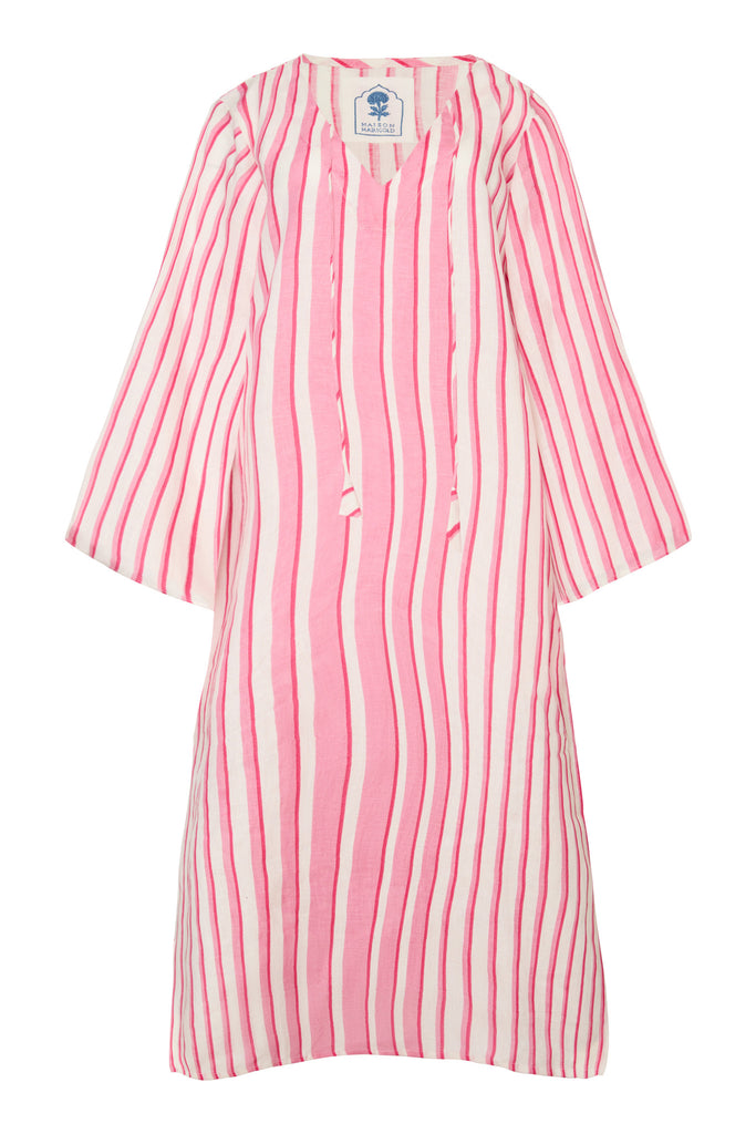 Doha Caftan in Pink Stripe