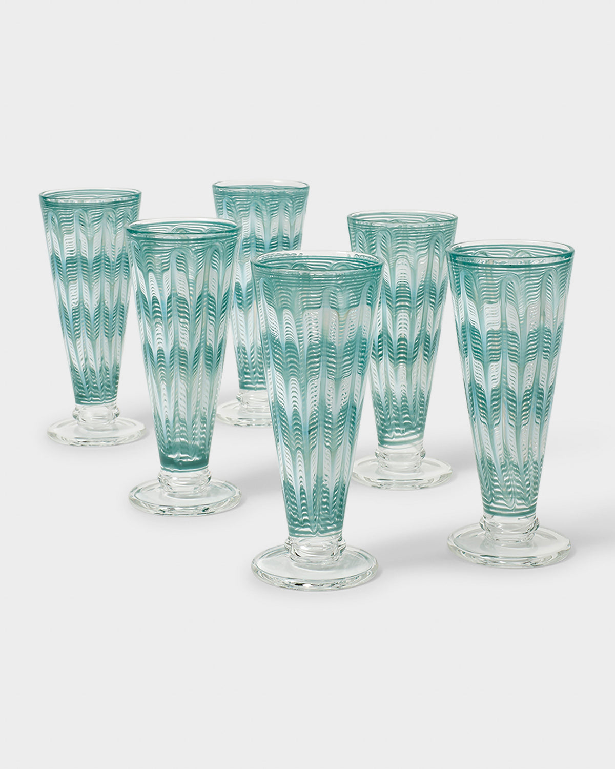 D’Ascoli Donatello Flute Glasses in Turquoise, Set of 6