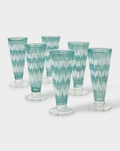 D’Ascoli Donatello Flute Glasses in Turquoise, Set of 6