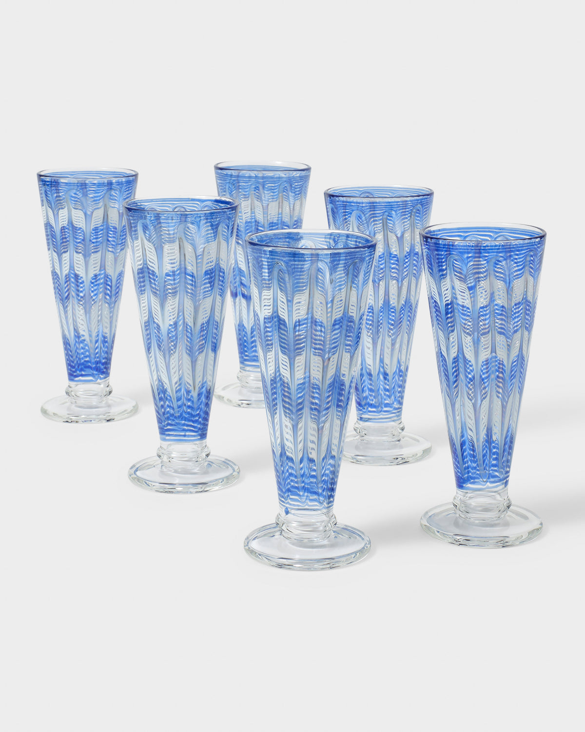 D’Ascoli Donatello Flute Glasses in Sapphire, Set of 6
