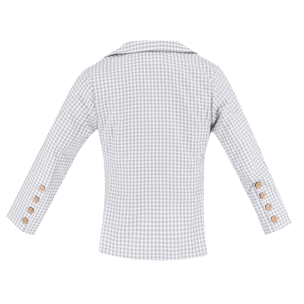 Hayden Boy Blazer in Grey Gingham