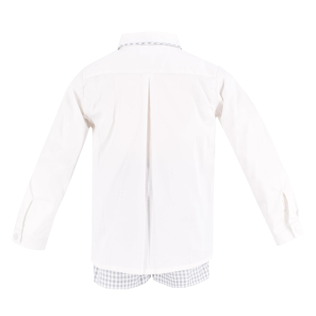Hayden Long Sleeve Boy Set in Grey Gingham