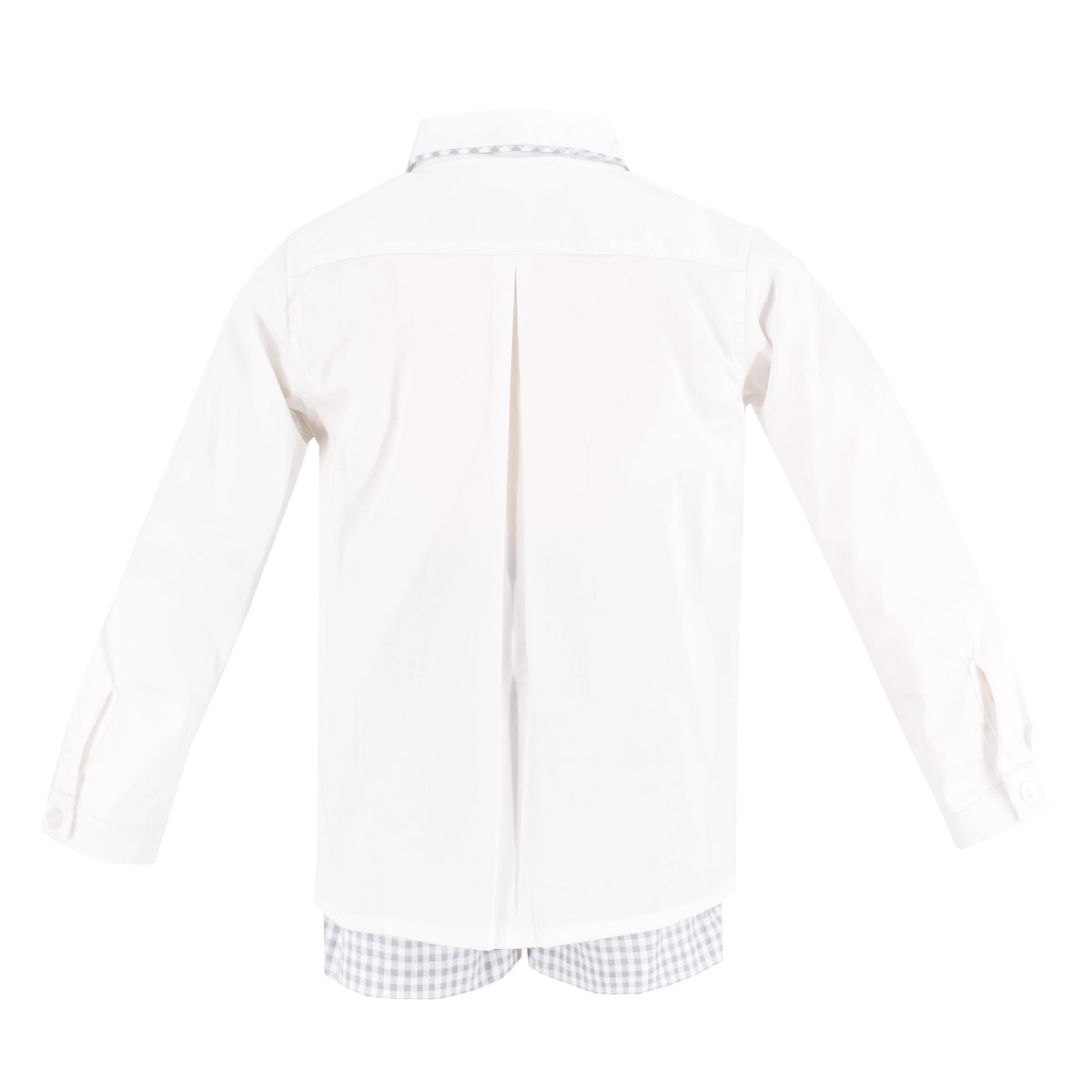Hayden Long Sleeve Boy Set in Grey Gingham