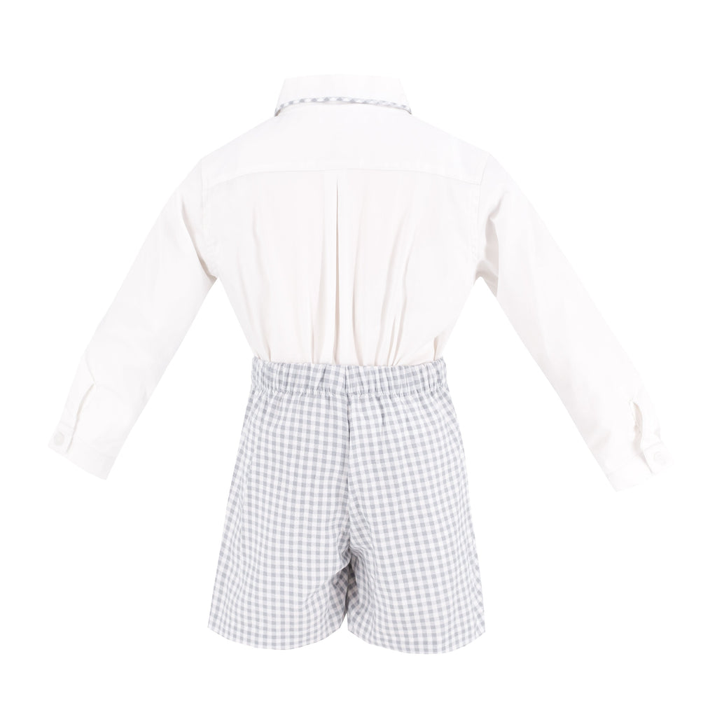 Hayden Long Sleeve Boy Set in Grey Gingham
