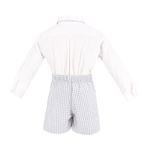 Hayden Long Sleeve Boy Set in Grey Gingham