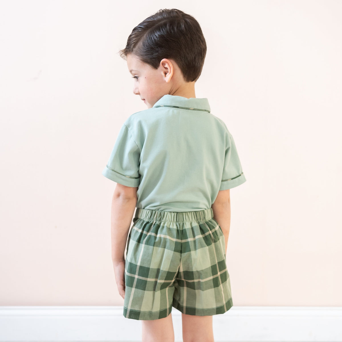 Jackson Boy Polo Set in Green Plaid