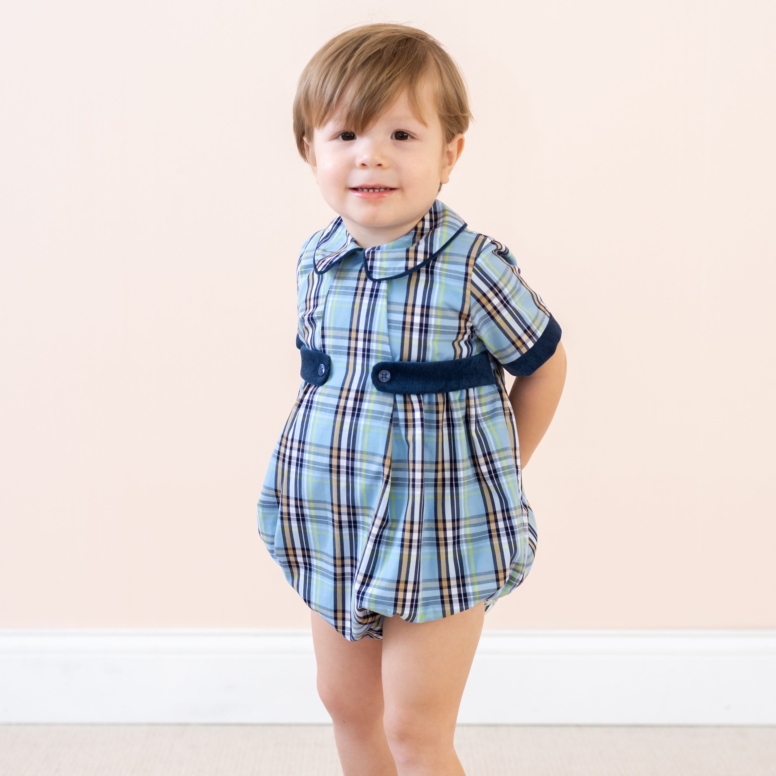 Simon Boy Bubble in Blue Plaid