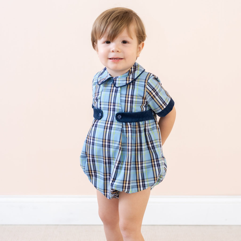 Simon Boy Bubble in Blue Plaid
