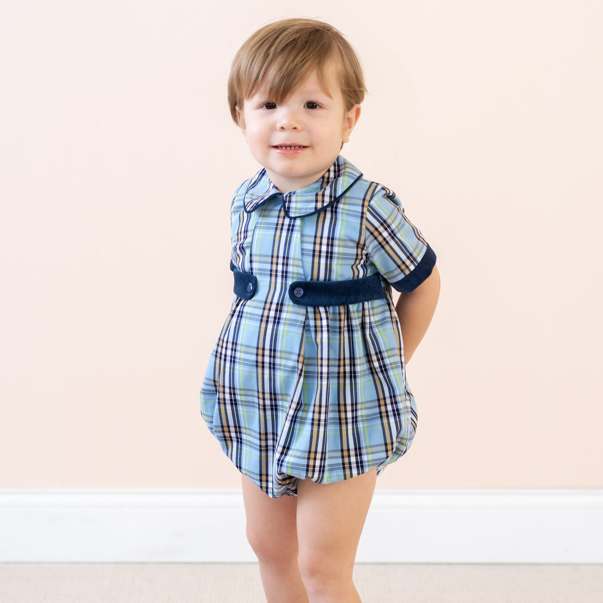 Simon Boy Bubble in Blue Plaid