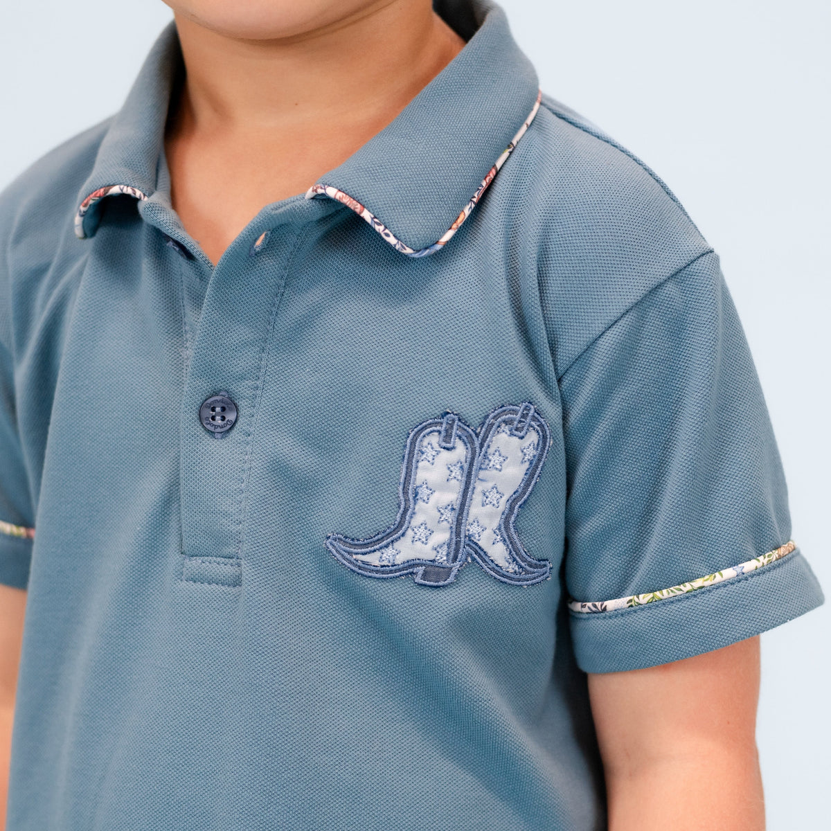 Fields Boy Polo Set in Boots Print