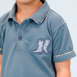 Fields Boy Polo Set in Boots Print