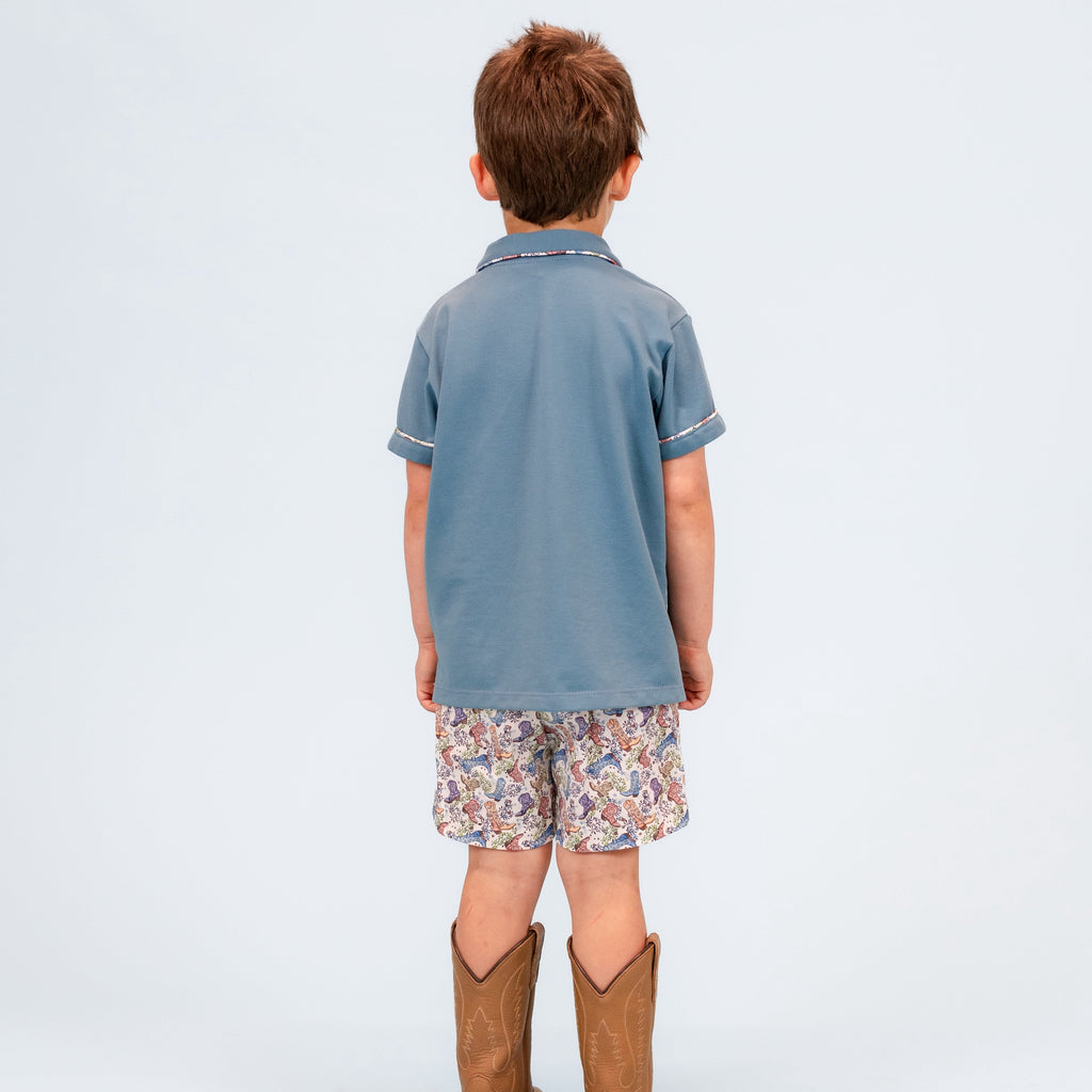 Fields Boy Polo Set in Boots Print