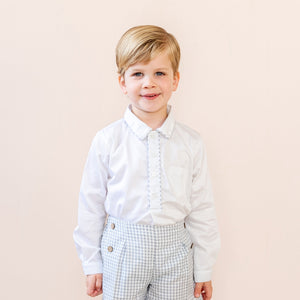 Hayden Long Sleeve Boy Set in Grey Gingham