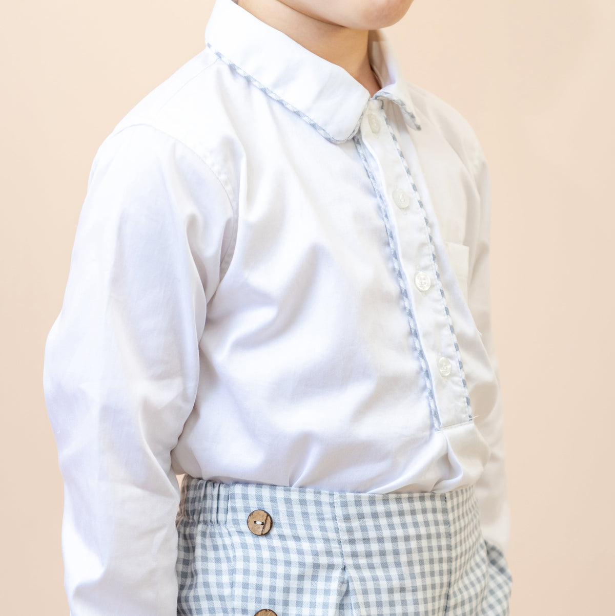 Hayden Long Sleeve Boy Set in Grey Gingham