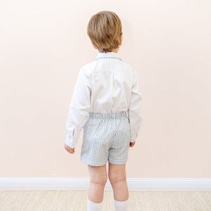 Hayden Long Sleeve Boy Set in Grey Gingham
