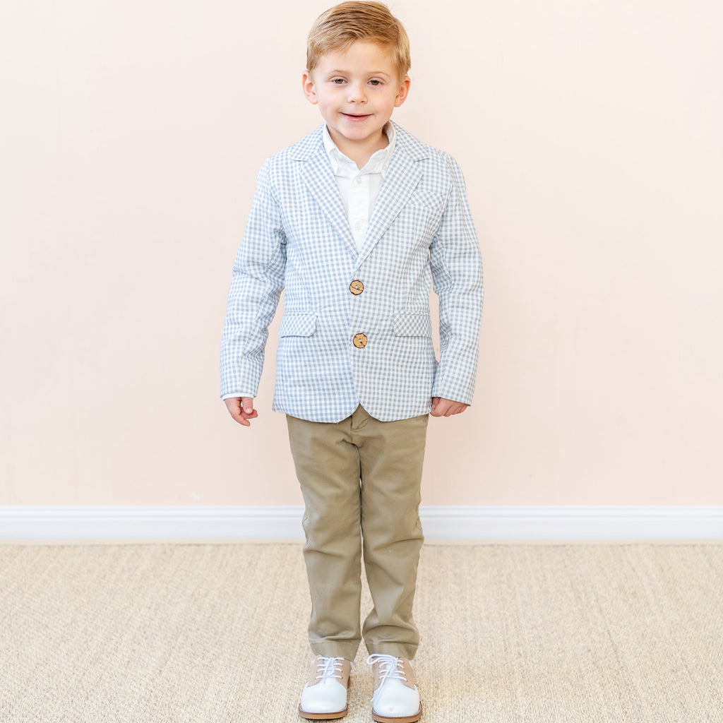 Hayden Boy Blazer in Grey Gingham