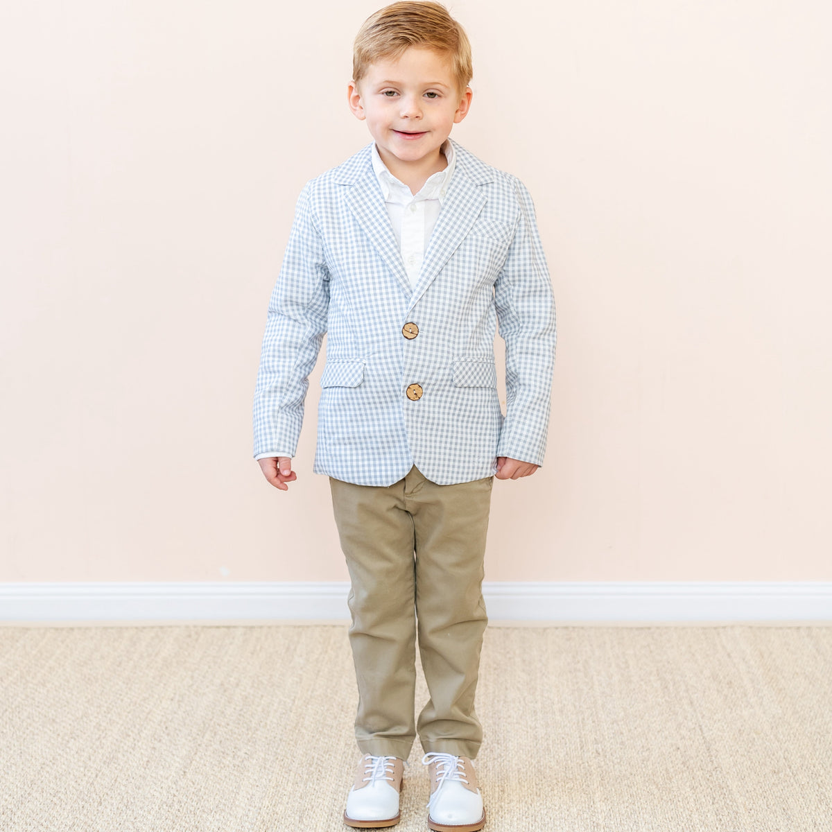 Hayden Boy Blazer in Grey Gingham