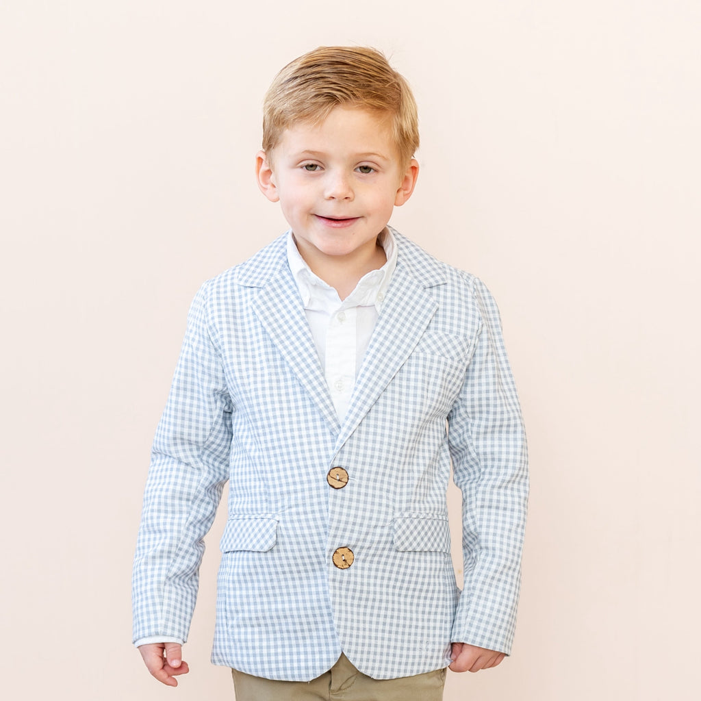 Hayden Boy Blazer in Grey Gingham