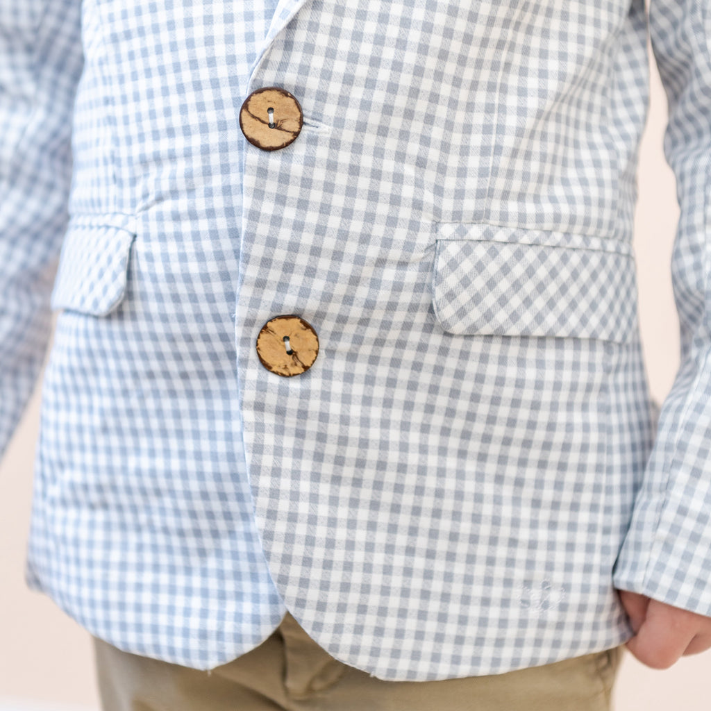Hayden Boy Blazer in Grey Gingham