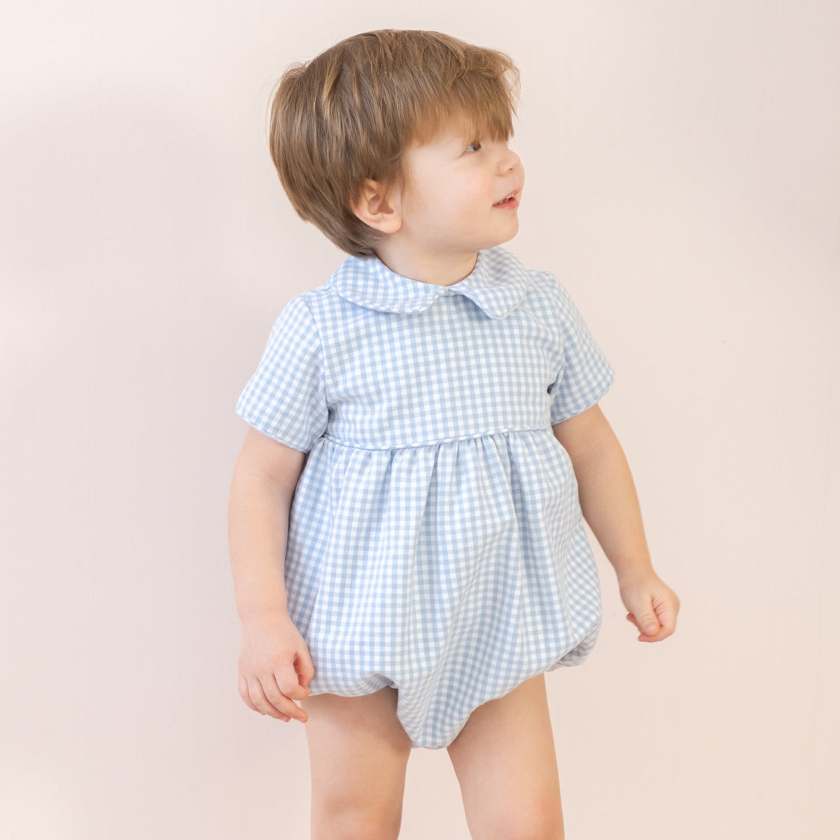 Lucas Boy Bubble in Blue Gingham