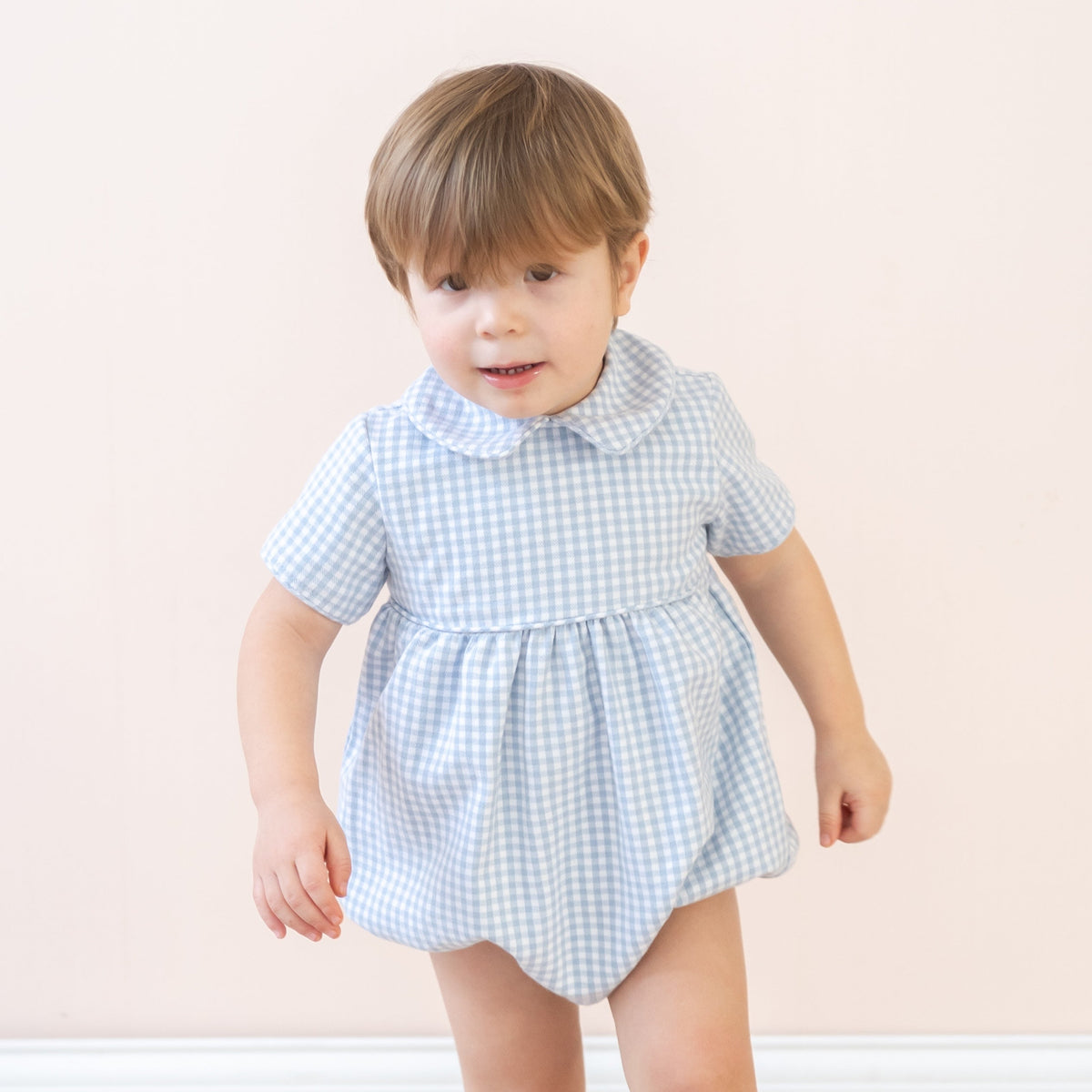 Lucas Boy Bubble in Blue Gingham