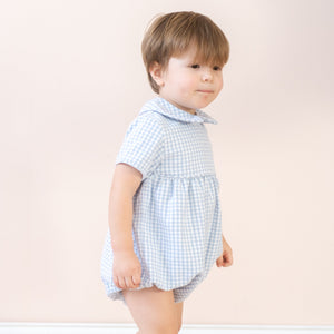 Lucas Boy Bubble in Blue Gingham