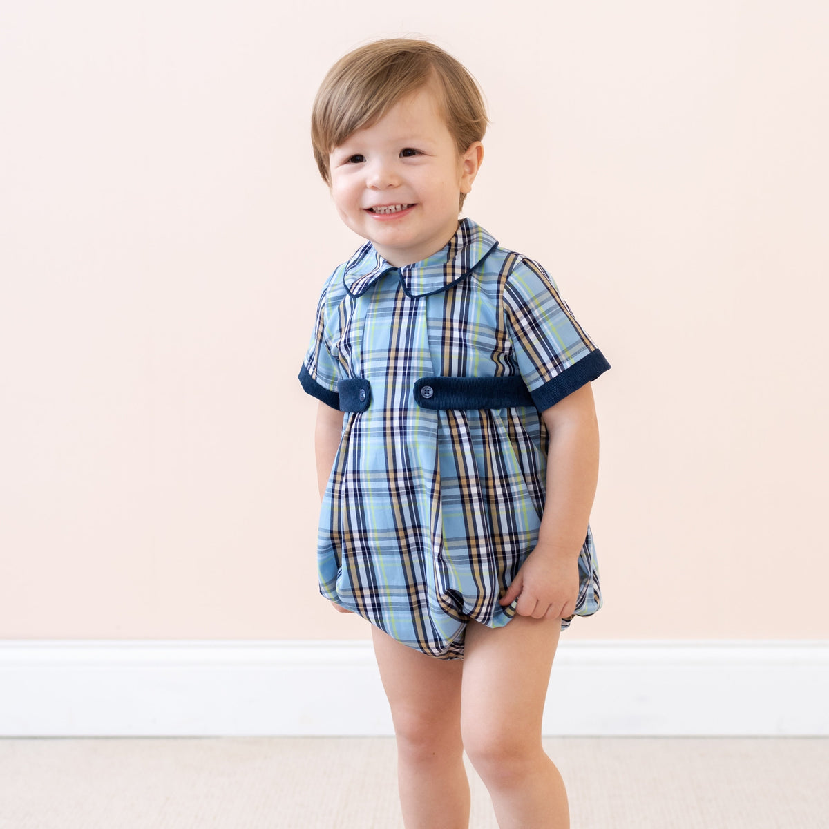 Simon Boy Bubble in Blue Plaid