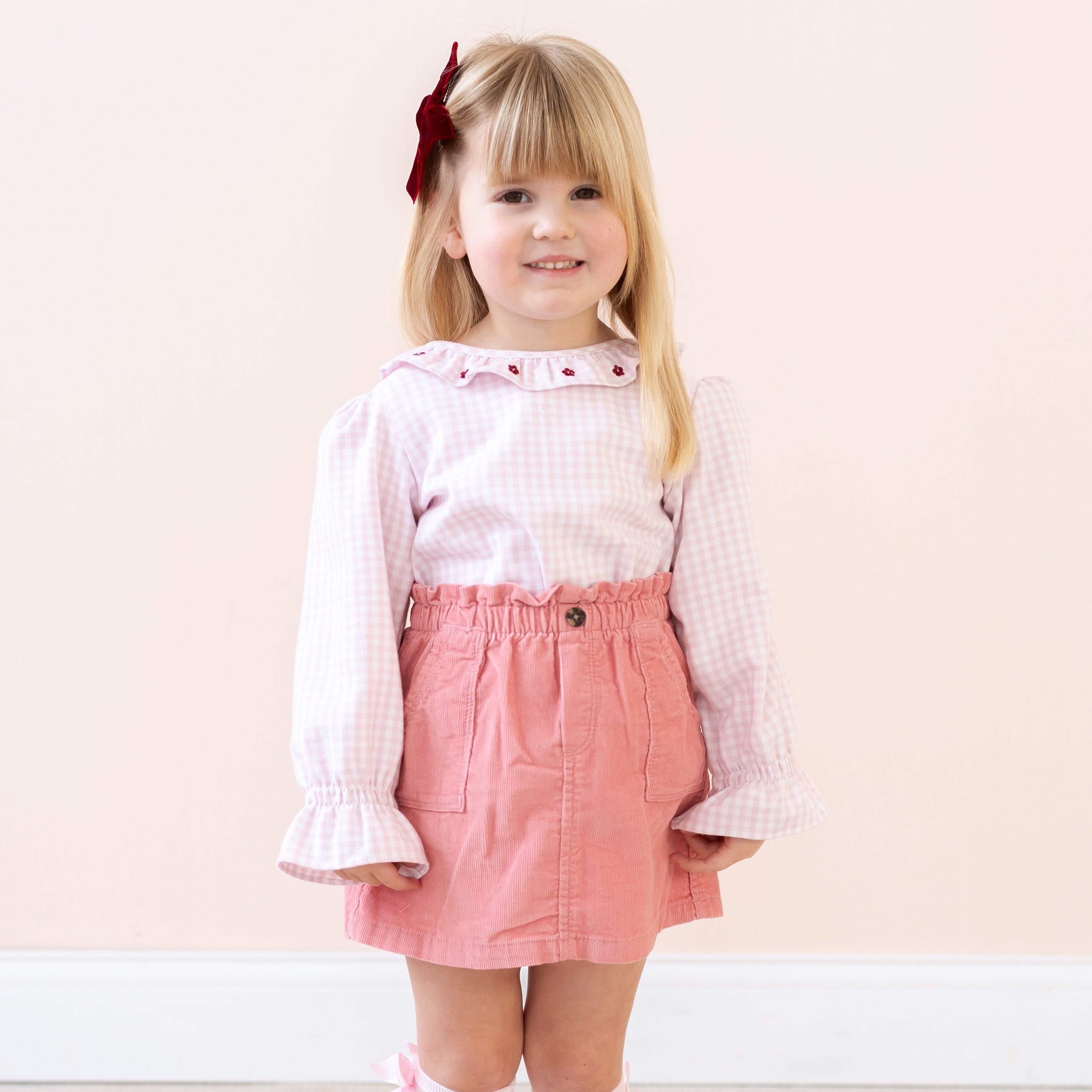 Laurel Girl Shirt in Pink Gingham