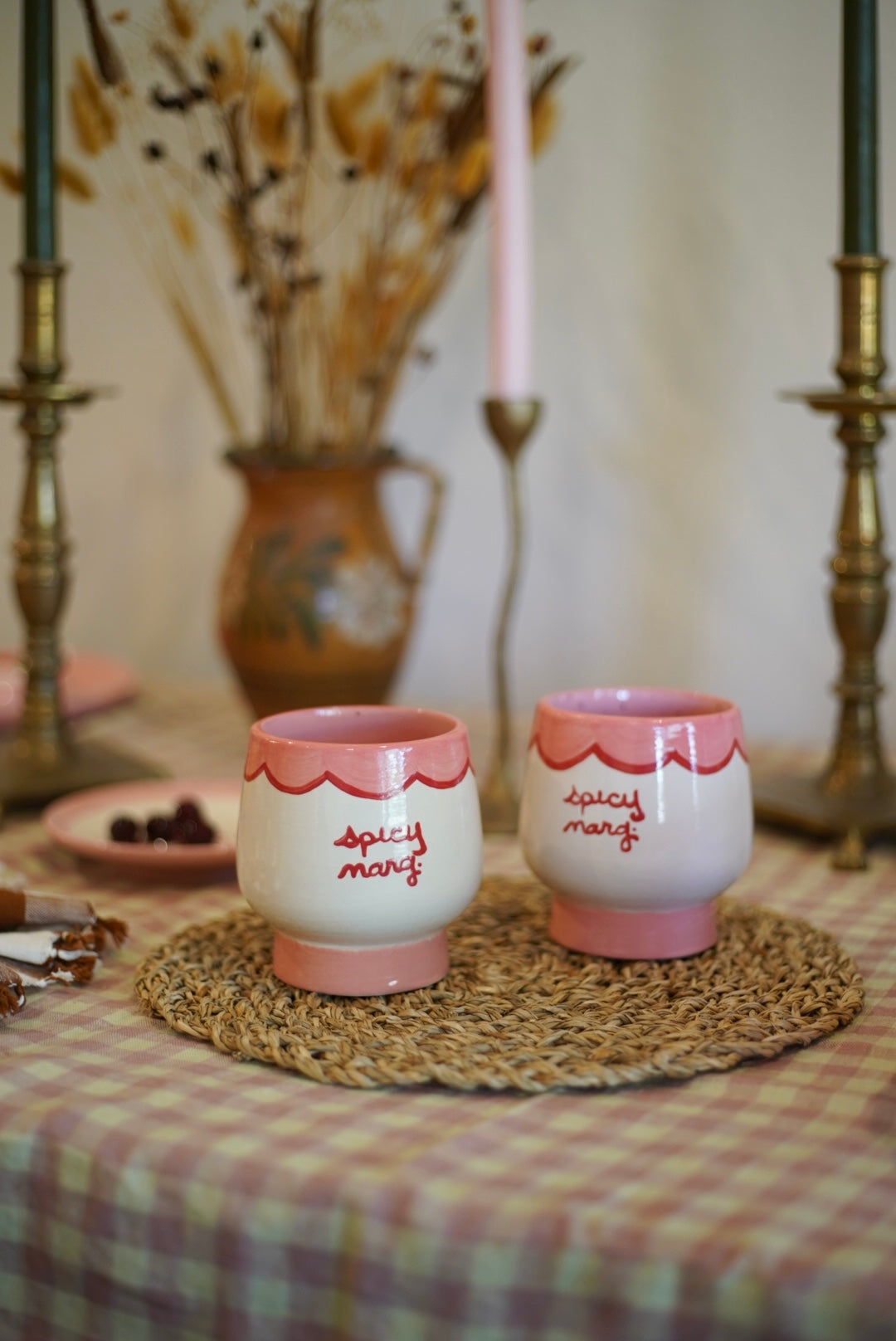 Hand-painted “Spicy Marg” Cups, Set of 2