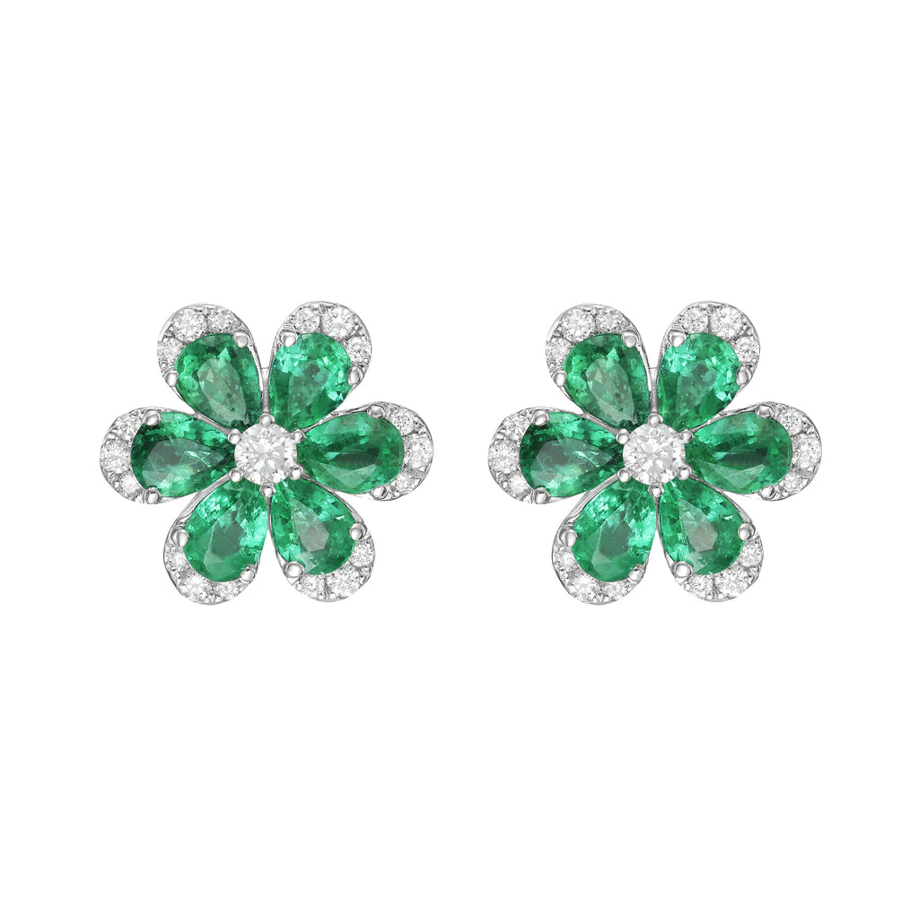 Daisy Emerald and Diamond Studs