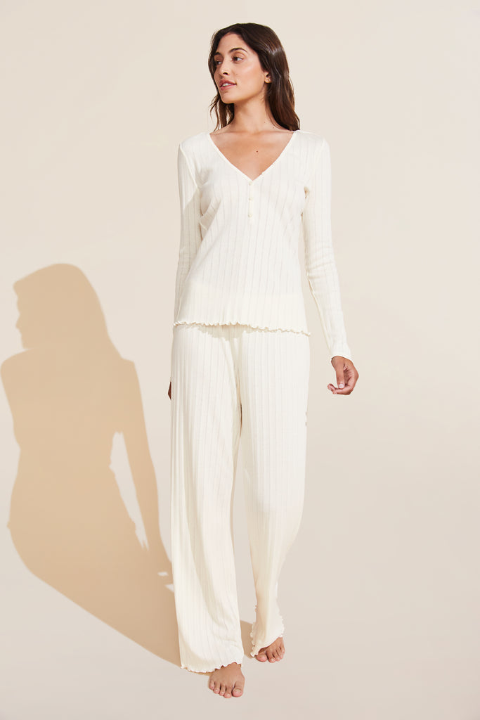 Pointelle Henley in Ivory