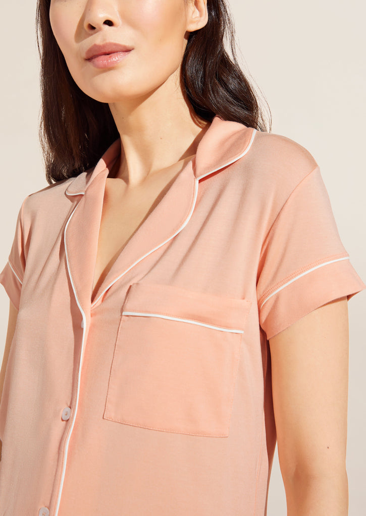 Gisele Crop PJ Set in Peach Parfait/Ivory