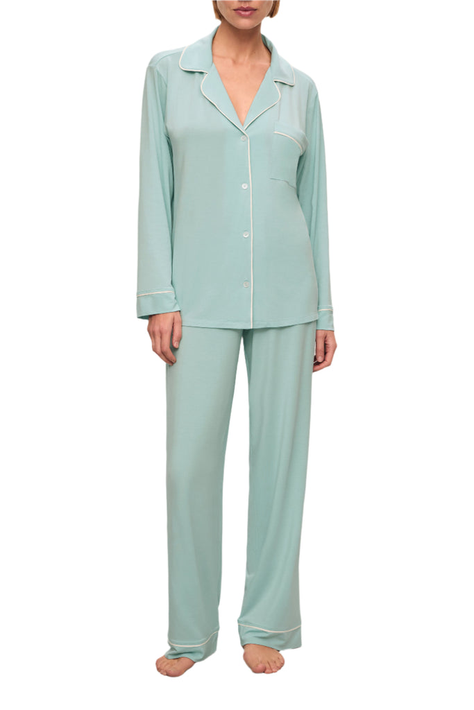 Gisele Long PJ Set in Canal Blue/Ivory