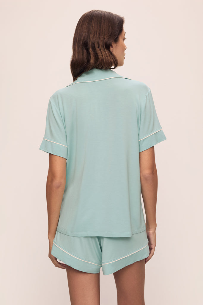 Gisele Relaxed Short PJ Set in Canal Blue/Ivory