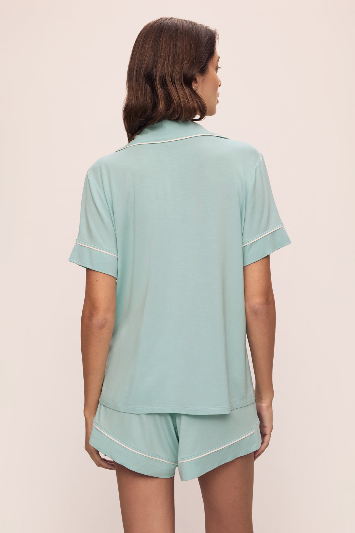 Gisele Relaxed Short PJ Set in Canal Blue/Ivory