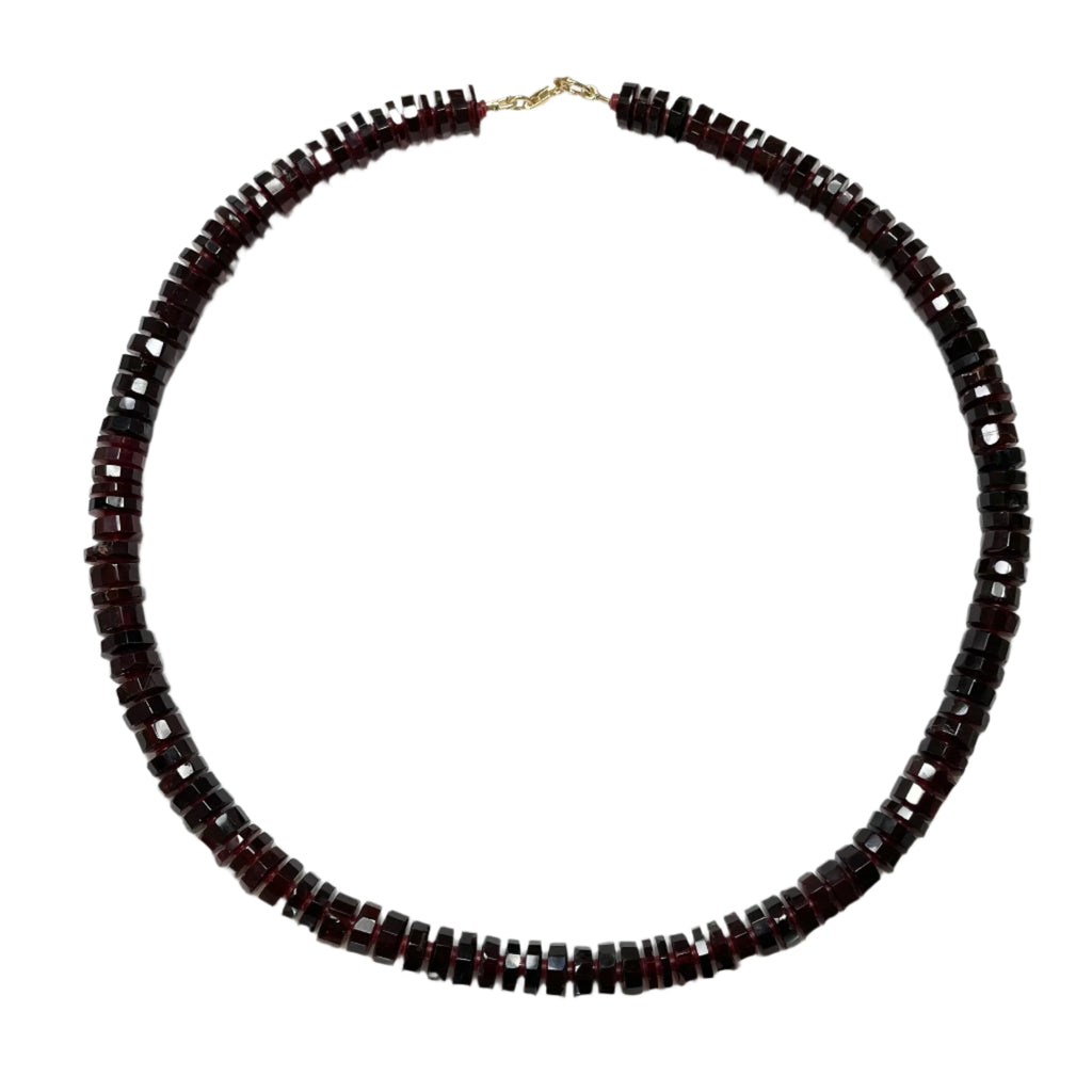 Garnet Heishi Necklace With Spacers