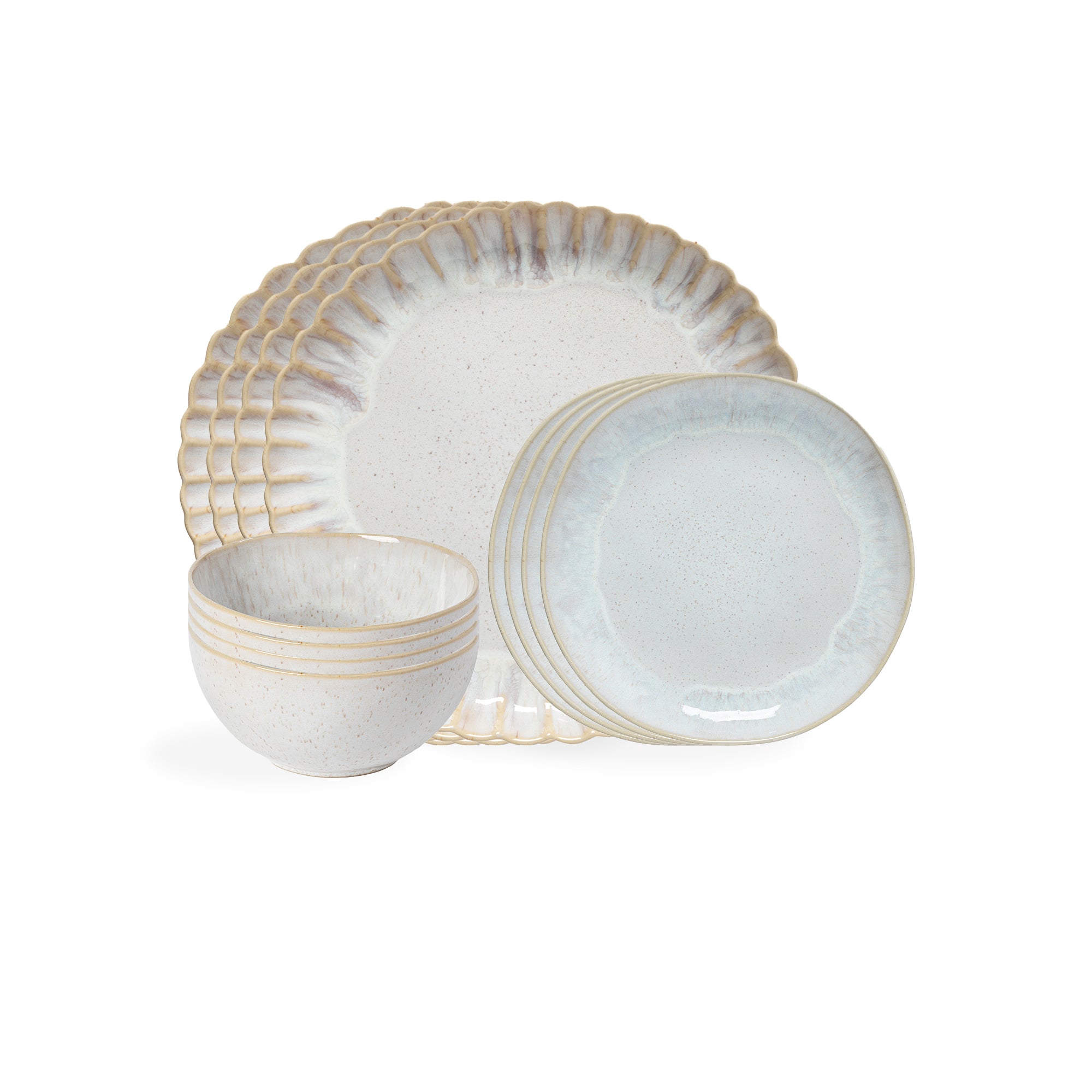 Eivissa & Mallorca Collection 12-pc Place Setting with Cereal Bowl in Sand Beige